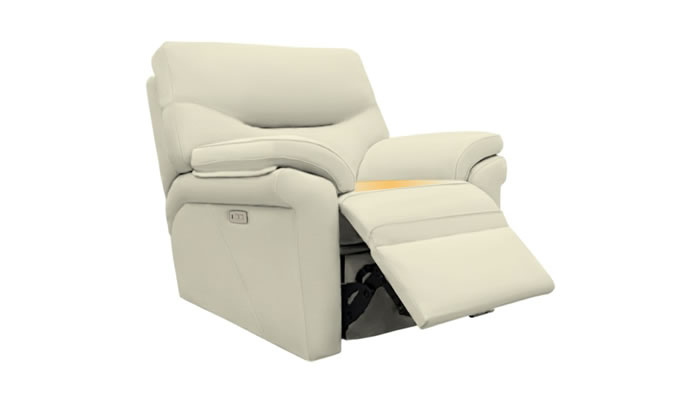 G Plan Seattle Heated Leather Electric Recliner Lumbar Support Cambridge Chalk